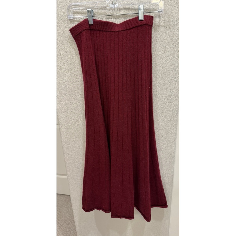 Banana Republic Dk Red Pleated Merino Wool Maxi Skirt XS Preppy Fall